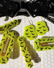 Load image into Gallery viewer, Chartreuse Glow Bats Amber Earrings