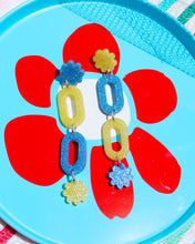 Load image into Gallery viewer, Blue + Yellow Demy Earrings - OOAK