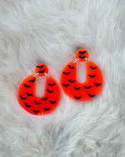 Load image into Gallery viewer, Orange Glow Bats Robin Earrings