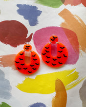 Load image into Gallery viewer, Orange Glow Bats Robin Earrings