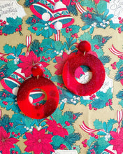 Load image into Gallery viewer, Crimson Sparkle PJ Hoop Earrings