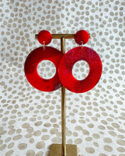 Load image into Gallery viewer, Crimson Sparkle PJ Hoop Earrings