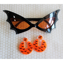 Load image into Gallery viewer, Orange Glow Bats Robin Earrings