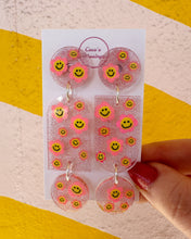 Load image into Gallery viewer, Pink Smiley Daisy Della Earrings