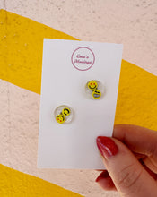 Load image into Gallery viewer, Yellow Smiley Face Denise Post Earrings