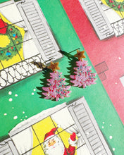Load image into Gallery viewer, Pink Christmas Tree Earrings