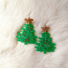 Load image into Gallery viewer, Green Christmas Tree Earrings