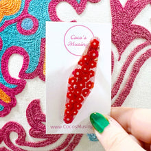 Load image into Gallery viewer, Red Flowers Hair Clips
