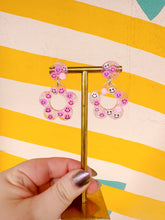 Load image into Gallery viewer, Pink Smiley Face Hyo Jin Earrings