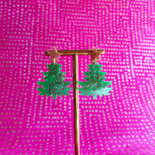 Load image into Gallery viewer, Green Christmas Tree Earrings