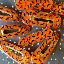 Load image into Gallery viewer, Orange Glow Bat Hair Clips