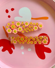 Load image into Gallery viewer, Pink Smiley Daisy Hair Clips