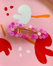 Load image into Gallery viewer, Pink Smiley Faces Hair Clips