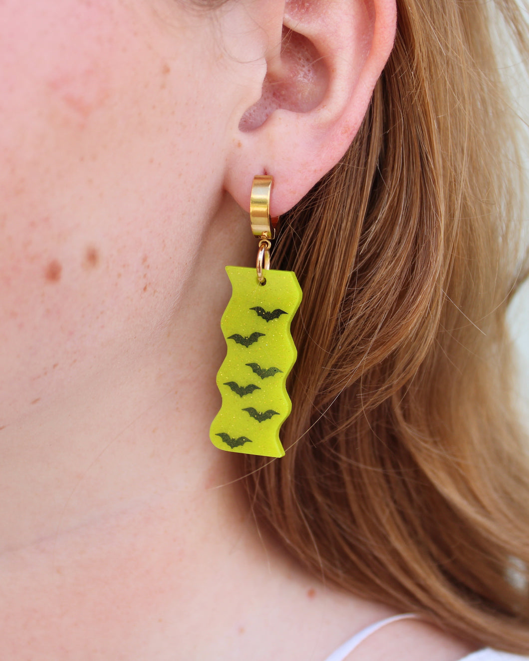 Chartreuse Glow Bat Nina Earrings