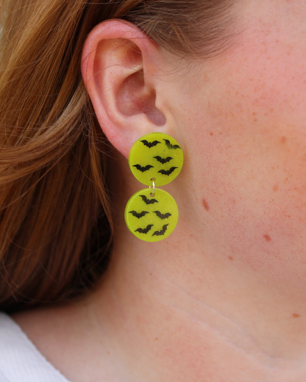 Chartreuse Glow Bat Clara Earrings