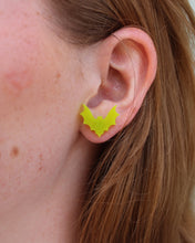 Load image into Gallery viewer, Chartreuse Glow Bat Earrings
