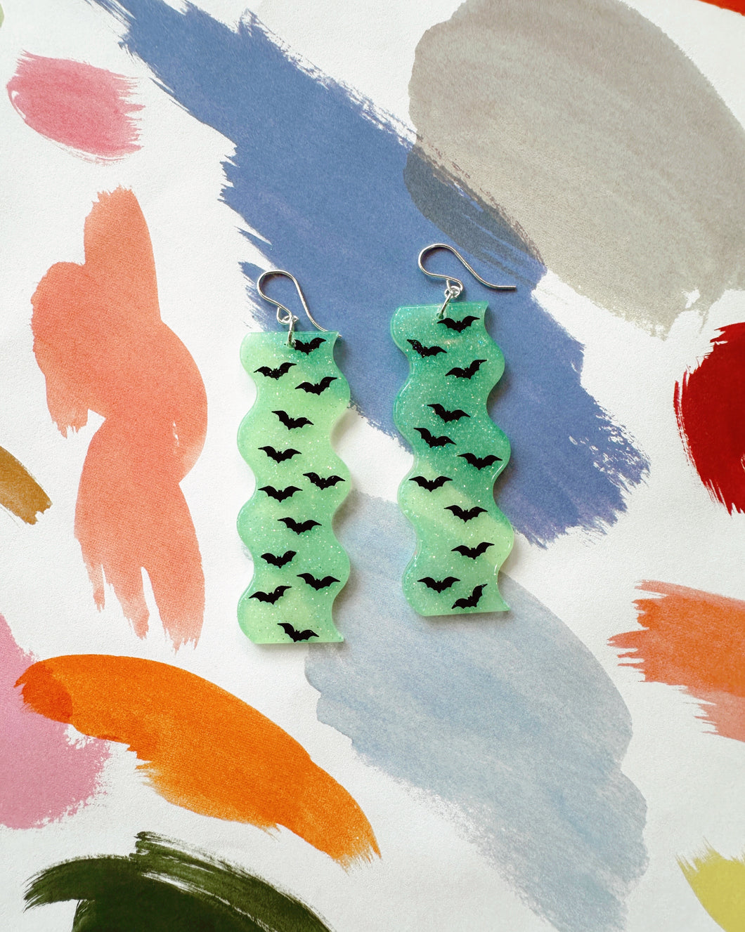 Seafoam Glow Bats Fran Earrings