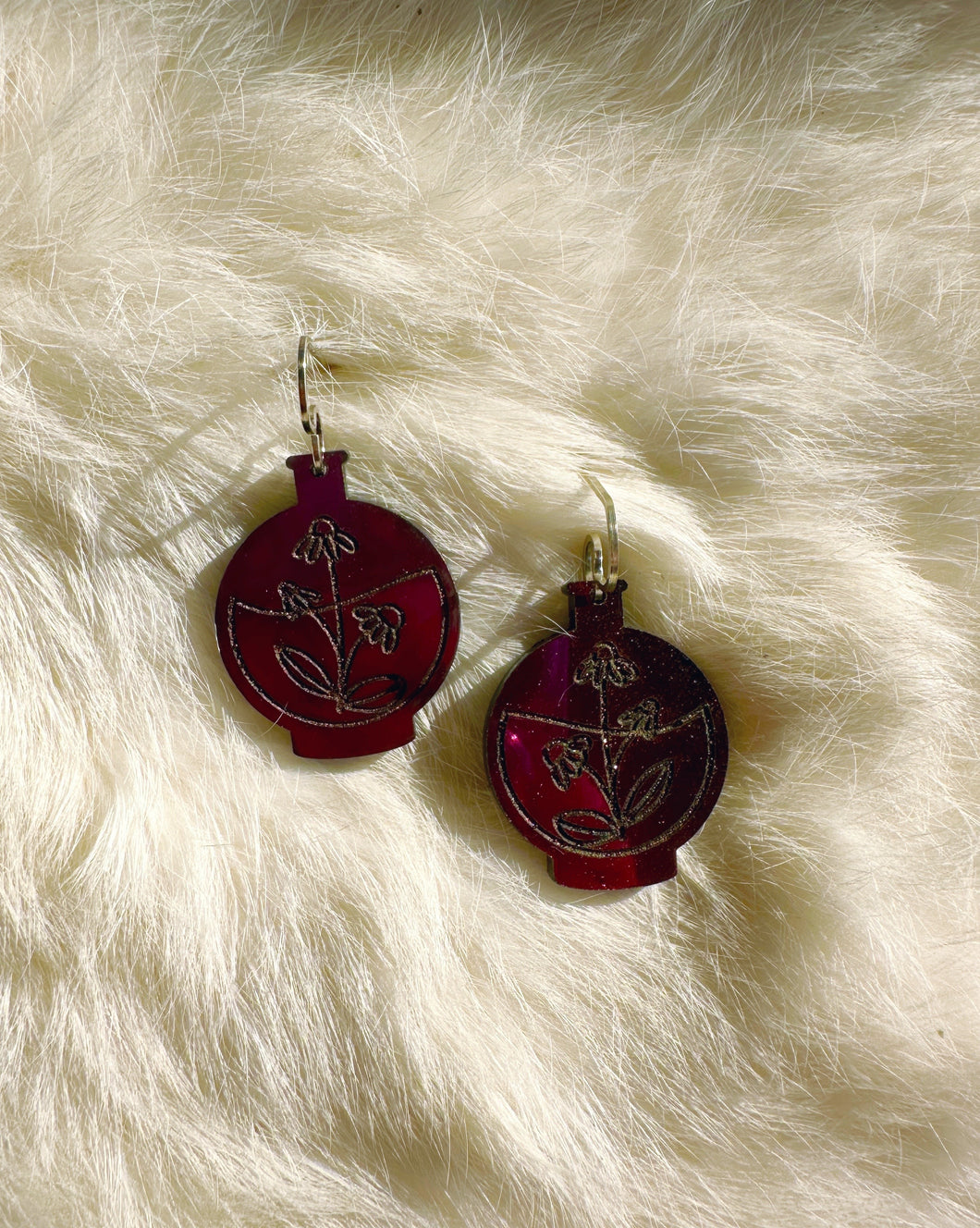 Burgundy Shimmer Flower Potion Earrings