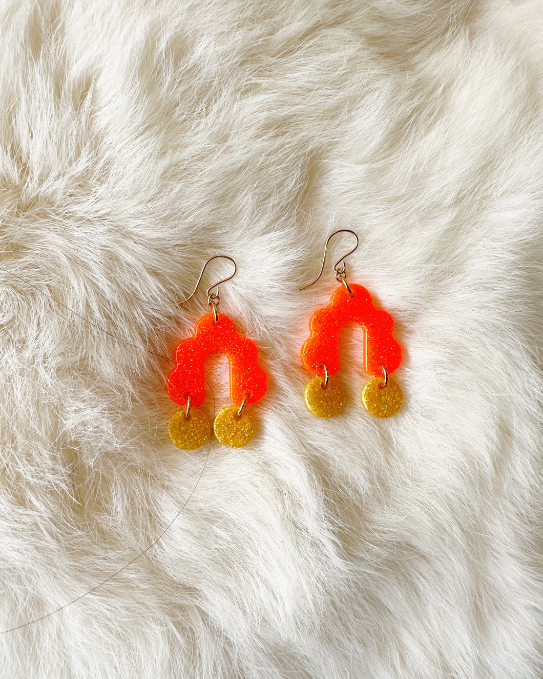 Tangerine + Lemon Dangle Arch Earrings - OOAK