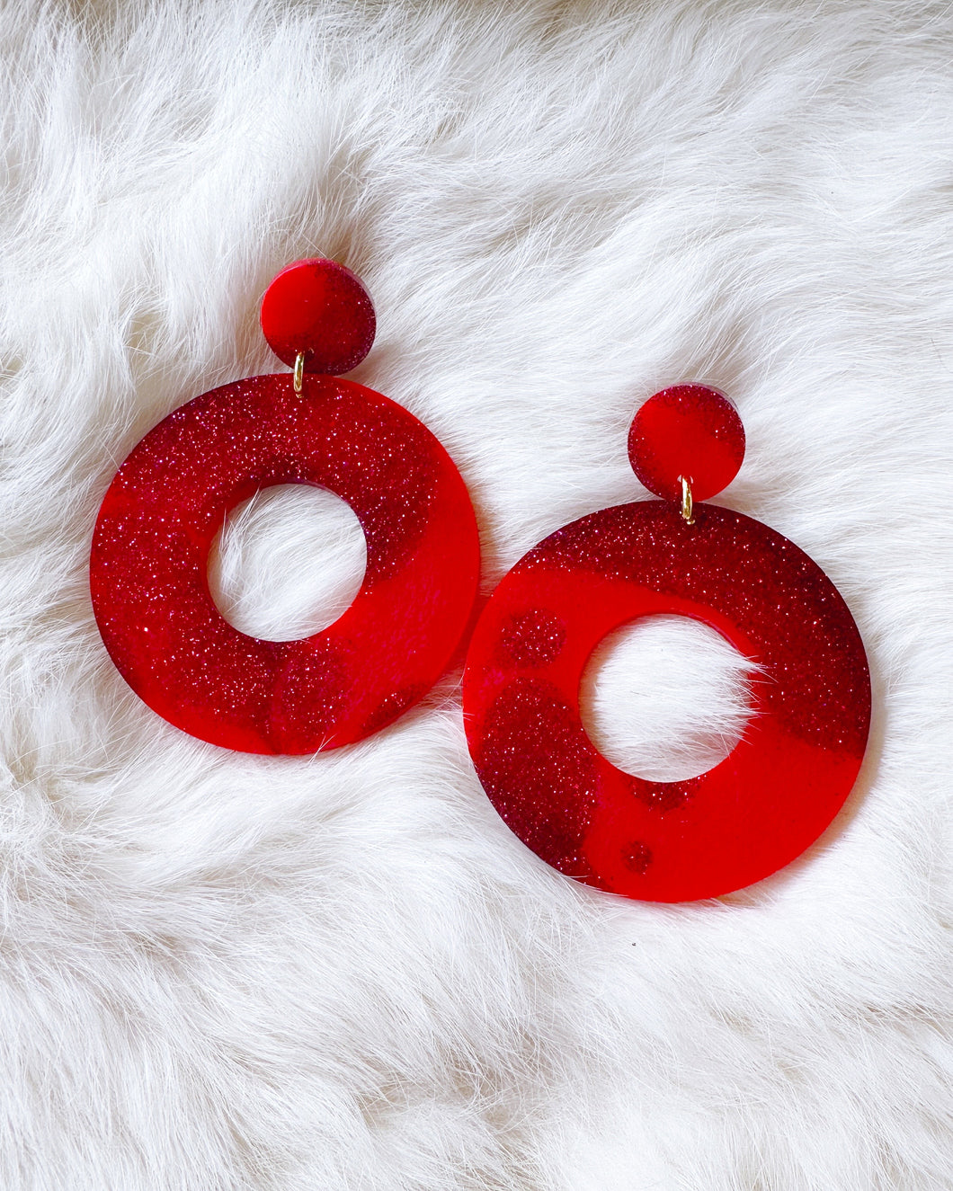 Crimson Sparkle PJ Hoop Earrings