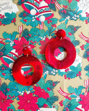Load image into Gallery viewer, Crimson Sparkle PJ Hoop Earrings
