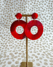 Load image into Gallery viewer, Crimson Sparkle PJ Hoop Earrings
