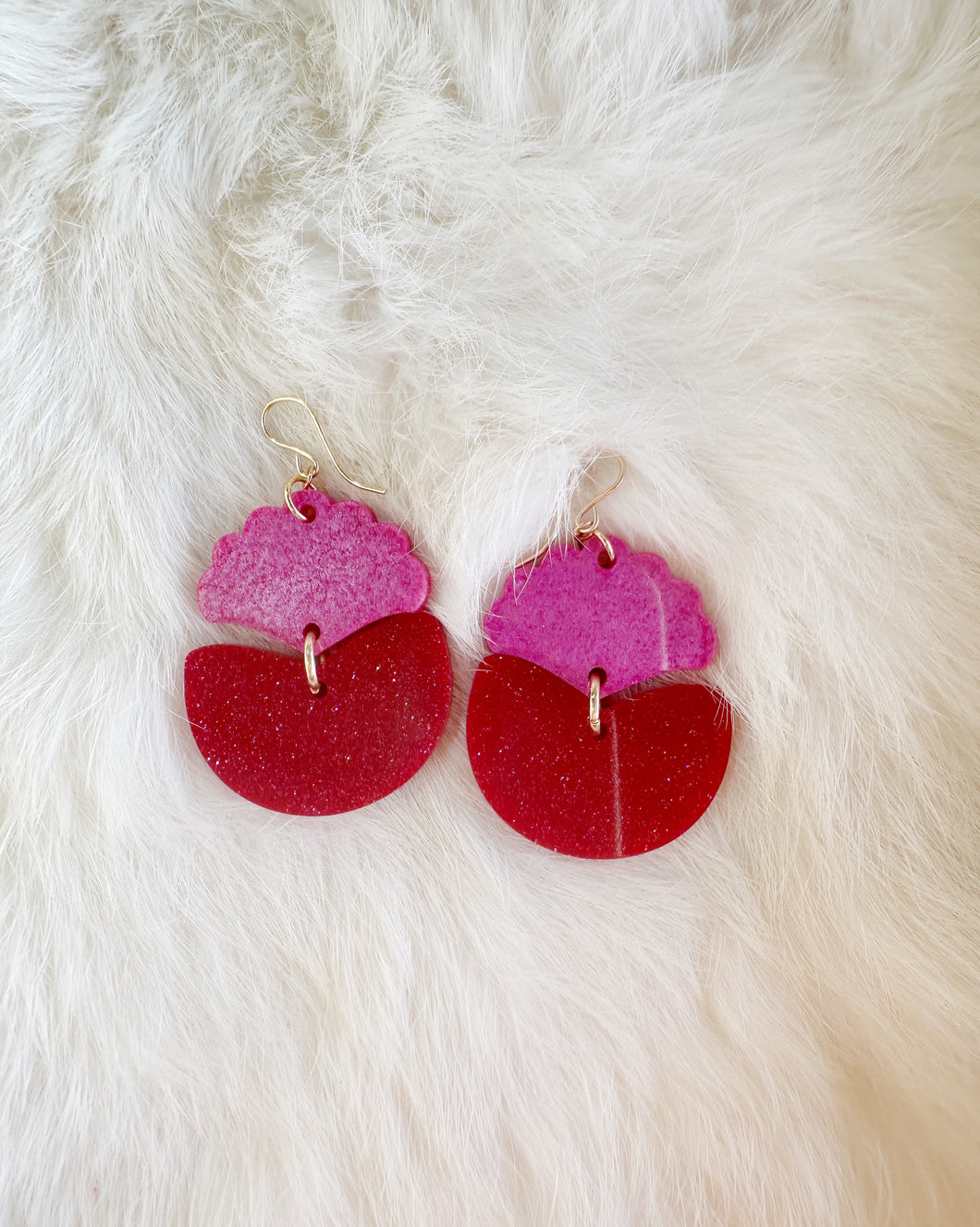 Lovely Red + Pink Solange Earrings