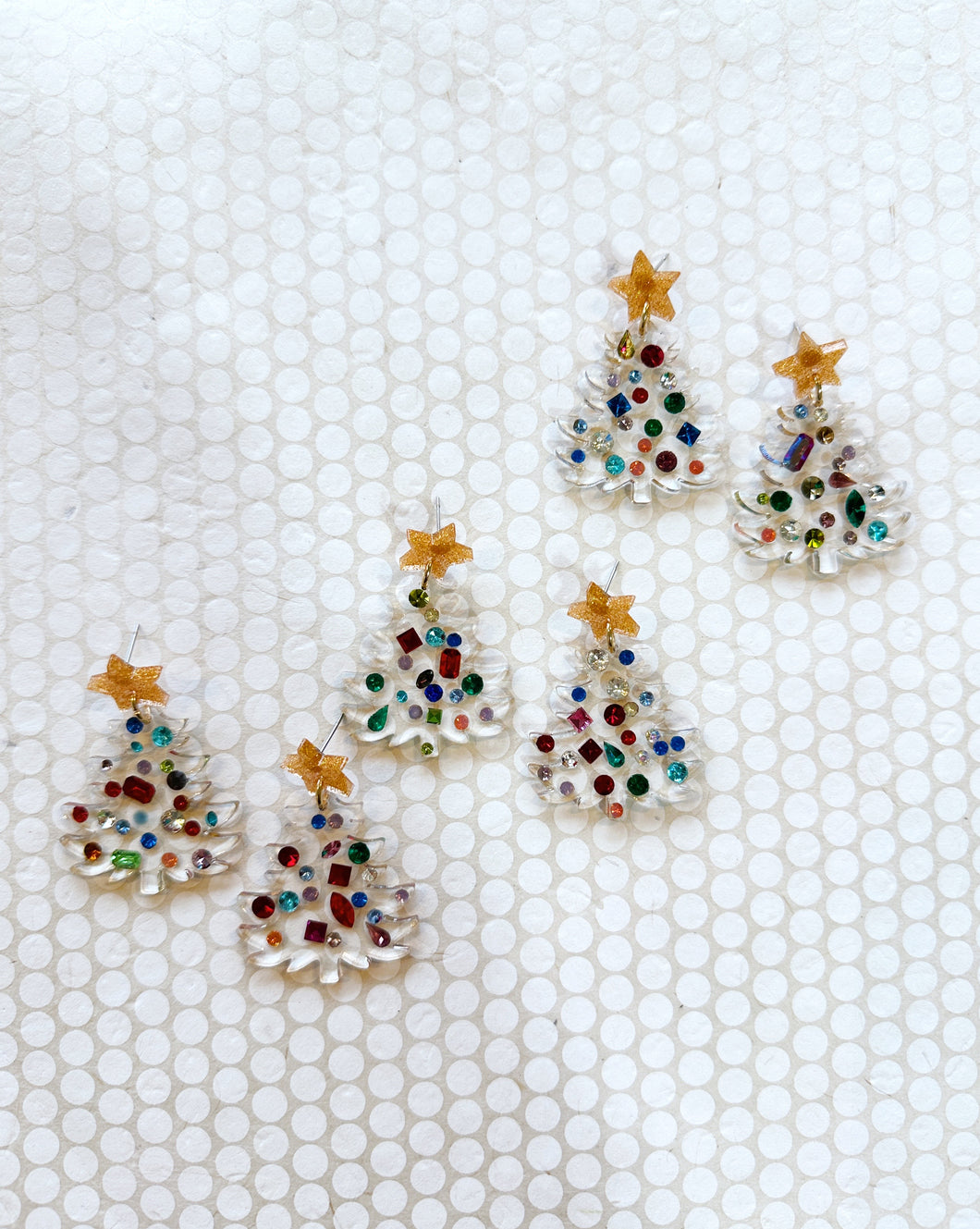 Vintage Rhinestone Christmas Tree Earrings