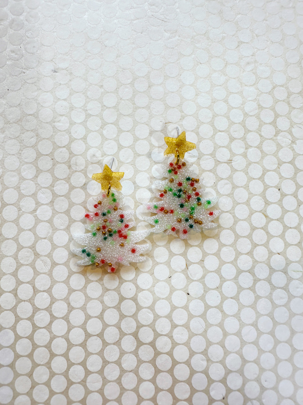 White Christmas Tree Earrings - 3 of a Kind