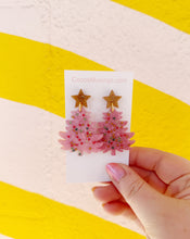 Load image into Gallery viewer, Pink Christmas Tree Earrings
