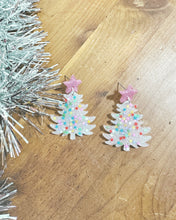 Load image into Gallery viewer, White Christmas Tree Earrings - OOAK
