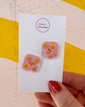 Load image into Gallery viewer, Pink Smiley Daisy Alexa Stud Earrings
