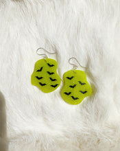 Load image into Gallery viewer, Chartreuse Glow Bats Amber Earrings
