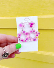 Load image into Gallery viewer, Pink Smiley Face Hyo Jin Earrings

