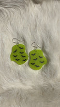 Load and play video in Gallery viewer, Chartreuse Glow Bats Amber Earrings
