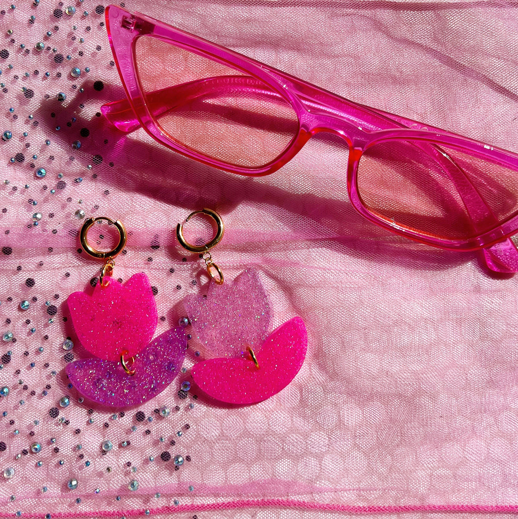 Hot Pink & Candy Floss UV Judy Earrings