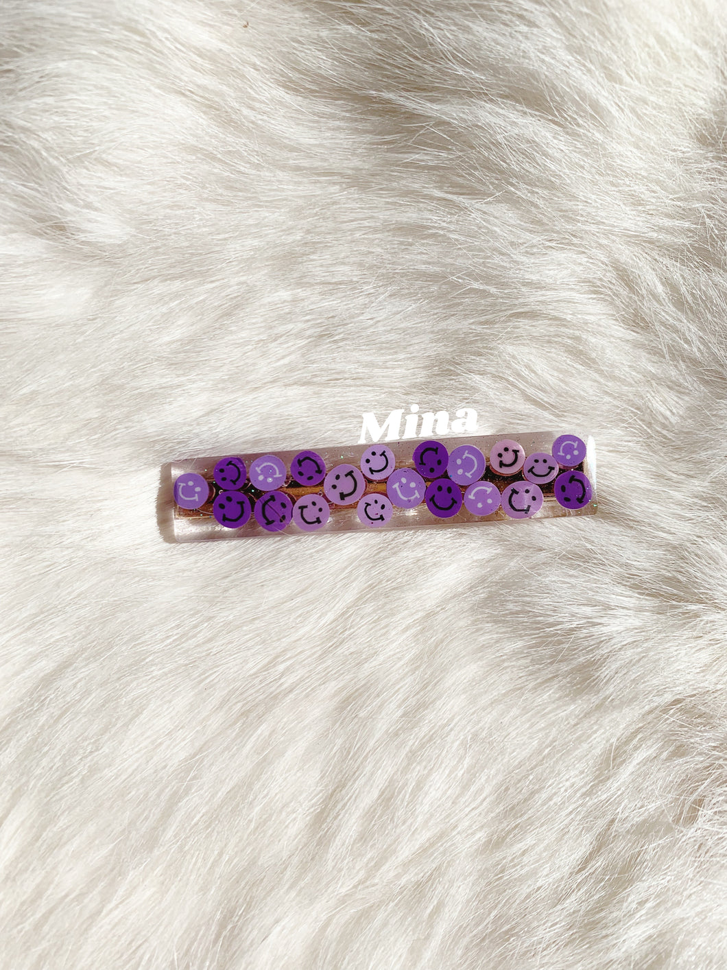 Purple Smiley Faces Hair Clips