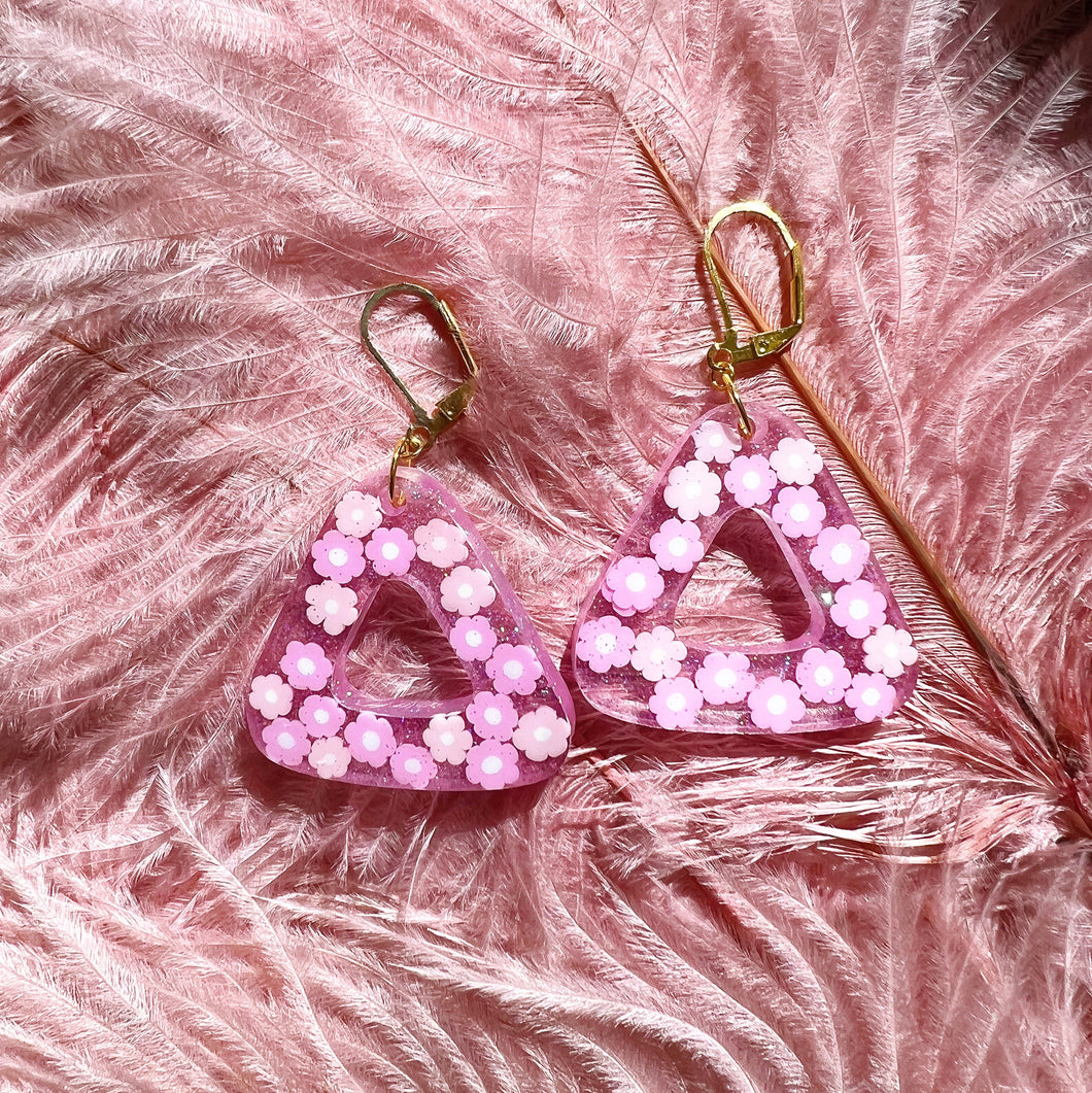 Pink Flowers Brittany Earrings