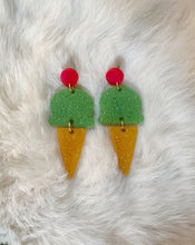 Load image into Gallery viewer, Matcha Ice Cream Cone Earrings
