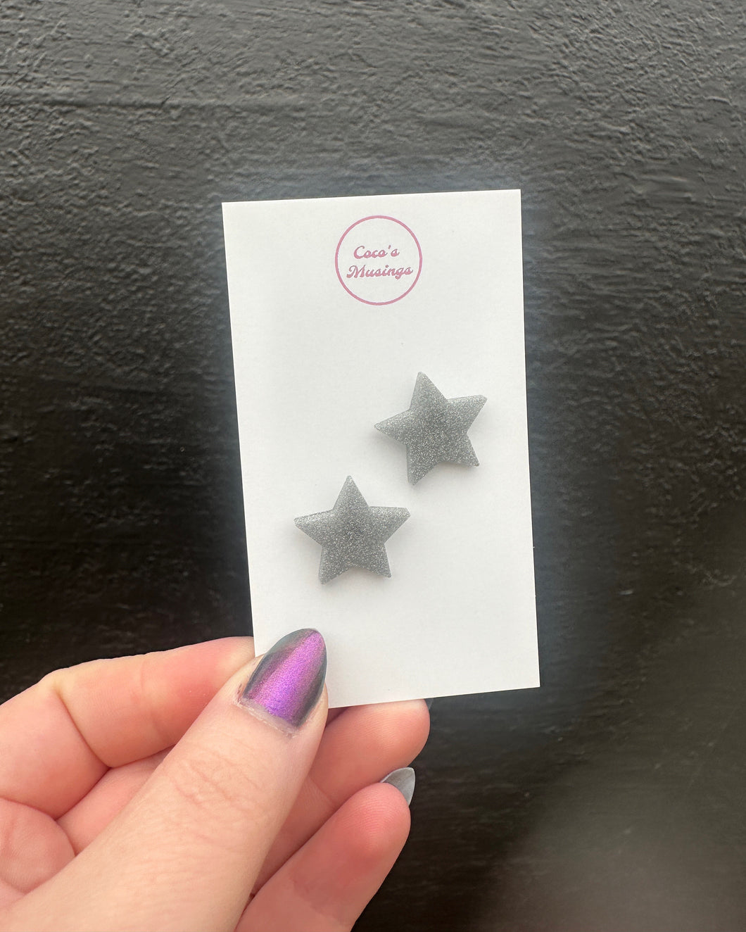 Holographic Silver Anna Stud Earrings
