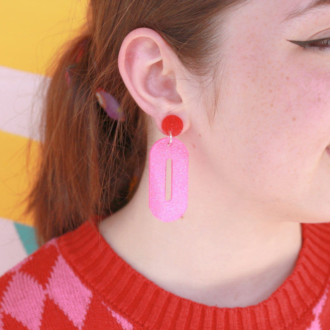 Candy Apple Red & Hot Pink Zooey Earrings