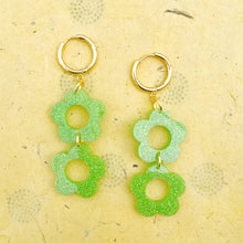 Load image into Gallery viewer, Chartreuse Double Hyo Jin Hoops

