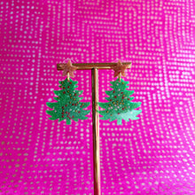 Load image into Gallery viewer, Green Christmas Tree Earrings
