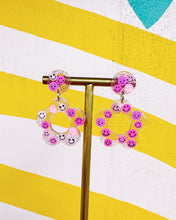 Load image into Gallery viewer, Pink Smiley Face Hyo Jin Earrings
