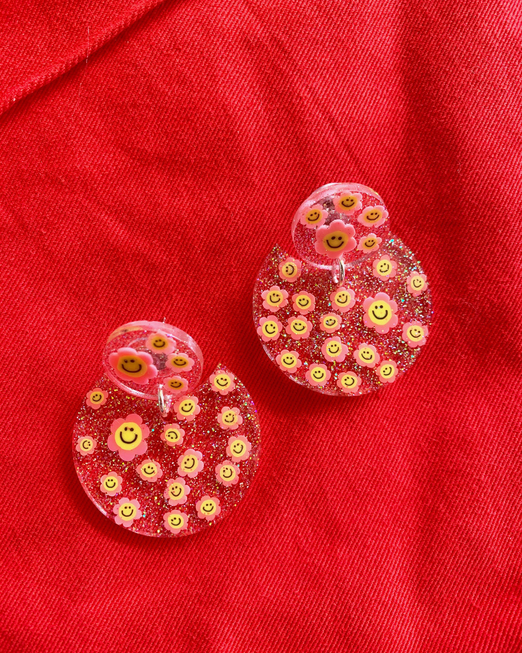 Pink Smiley Daisy Tabitha Earrings